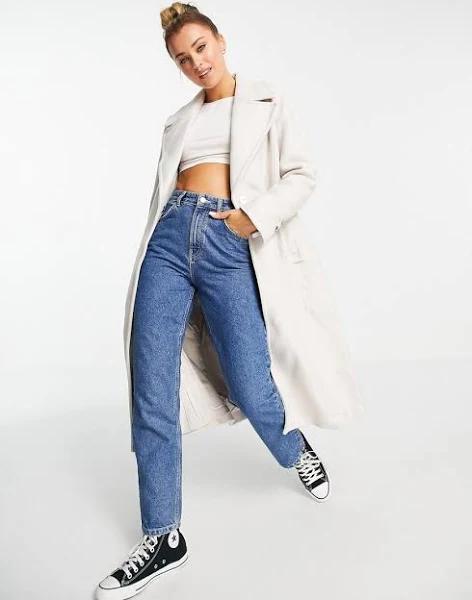 Forever New Petite Funnel Neck Wrap Tie Smart Coat in cream-White