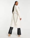 Forever New Petite Funnel Neck Wrap Tie Smart Coat in cream-White
