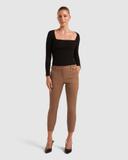 Forever New Petite Mindy 7/8Th Slim Pants in Brown Chestnut M 12