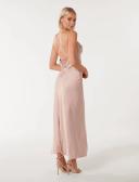 Forever New Ruby Tie Back Satin Maxi Dress in Pink 18