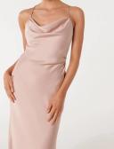 Forever New Ruby Tie Back Satin Maxi Dress in Pink 18