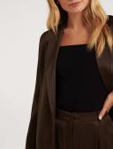 Forever New Sandy Satin Boyfriend Blazer in Brown Chocolate 6