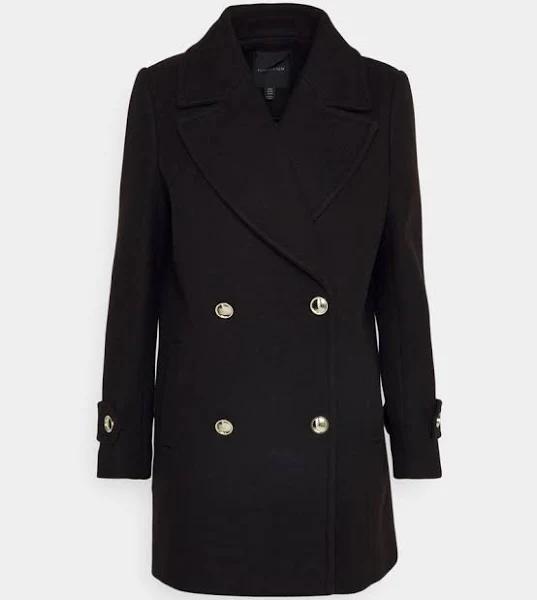 Forever New Smart Wrap Coat in Black