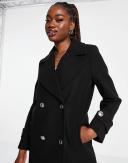 Forever New Smart Wrap Coat in Black
