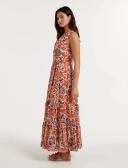 Forever New Tatianna Sleeveless Tiered Midi Dress in Orange 16