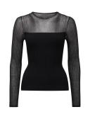 Forever New Women's Brooke Sheer Mix Knit Top in Black, Size Medium