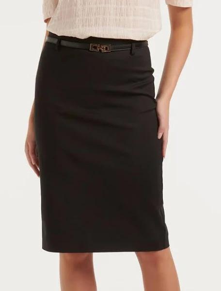 Forever New Women's Diana Belted Pencil Skirt in Black, Size 12