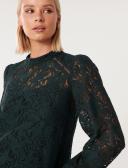 Forever New Women's Geri Floral Lace Blouse in Deep Emerald, Size 4