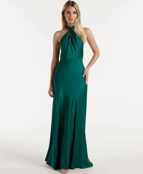 Forever New Yvette Knot Tie Neck Gown in Green Forest 10