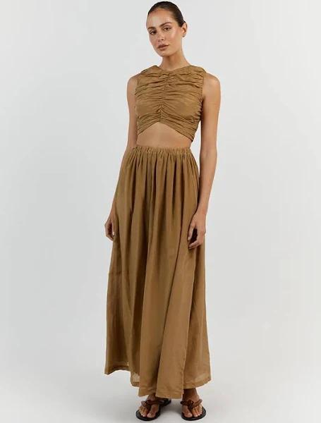 Frankie Midi Skirt in Gold Size 2 by DISSH