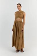 Frankie Midi Skirt in Gold Size 4 by DISSH