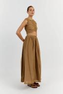Frankie Midi Skirt in Gold Size 4 by DISSH