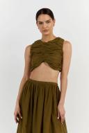 Frankie Midi Skirt in Olive Size 10 by DISSH