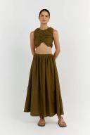 Frankie Midi Skirt in Olive Size 2 by DISSH