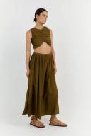 Frankie Midi Skirt in Olive Size 2 by DISSH