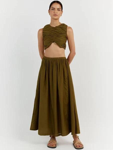 Frankie Midi Skirt in Olive Size 2 by DISSH