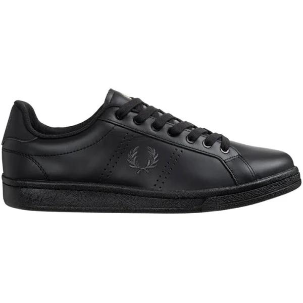 Fred Perry Men's B721 Leather Sneakers in Black/Gunmetal, Size UK 7 | END. Clothing