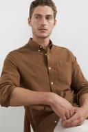 French Connection Oxford Slim Fit Shirt in Brown Chocolate L