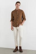 French Connection Oxford Slim Fit Shirt in Brown Chocolate M