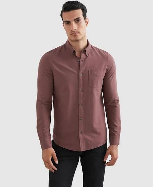 French Connection Oxford Slim Fit Shirt in Burgundy XL