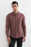 French Connection Oxford Slim Fit Shirt in Burgundy XS