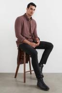 French Connection Oxford Slim Fit Shirt in Burgundy XS