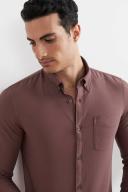 French Connection Oxford Slim Fit Shirt in Burgundy XS