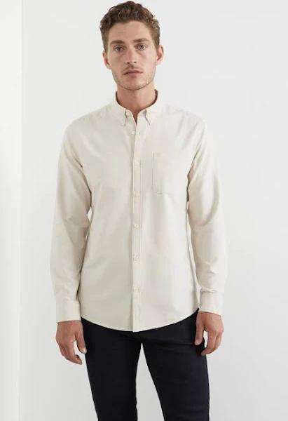 French Connection Oxford Slim Fit Shirt in Cream XL
