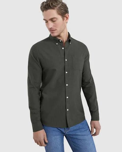 French Connection Oxford Slim Fit Shirt in Khaki XL