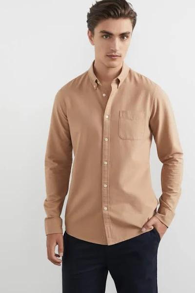 French Connection Oxford Slim Fit Shirt in Tan M