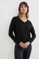 French Connection Soft V Neck Long Sleeve T Shirt Black XXS