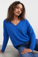 French Connection Soft V Neck Long Sleeve T Shirt in Blue Elec Blue S