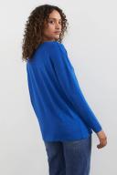French Connection Soft V Neck Long Sleeve T Shirt in Blue Elec Blue S