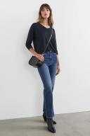 French Connection Soft V Neck Long Sleeve T Shirt Navy L