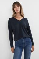 French Connection Soft V Neck Long Sleeve T Shirt Navy M