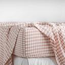 French Flax Linen Fitted Sheet in Clay Gingham by I Love Linen - King x 50cm