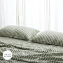 French Flax Linen Fitted Sheet in Ivy Gingham by I Love Linen - Queen x 30cm