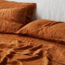 French Flax Linen Fitted Sheet in Ochre by I Love Linen - Double x One Size