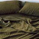 French Flax Linen Fitted Sheet in Olive by I Love Linen - King x 50cm