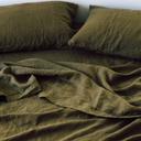 French Flax Linen Fitted Sheet in Olive by I Love Linen - Queen x 50cm