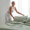French Flax Linen Flat Sheet in Ivy Gingham by I Love Linen - King