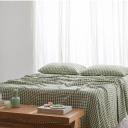 French Flax Linen Flat Sheet in Ivy Gingham by I Love Linen - King
