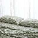 French Flax Linen Flat Sheet in Ivy Gingham by I Love Linen - King