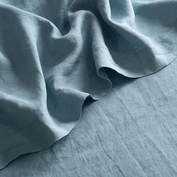 French Flax Linen Flat Sheet in Marine Blue by I Love Linen - Single