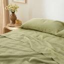 French Flax Linen Flat Sheet in Matcha by I Love Linen - King Single