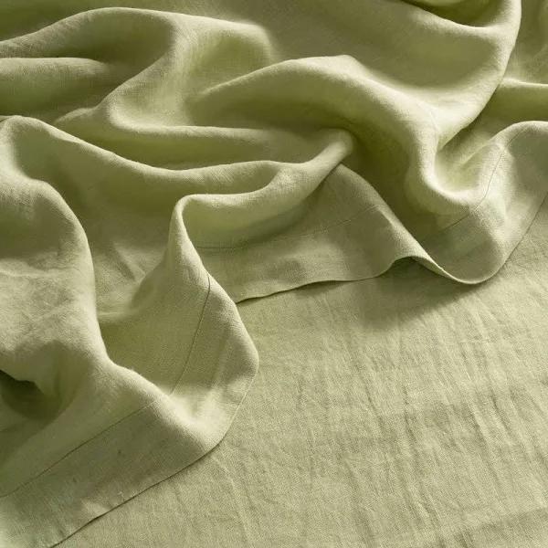 French Flax Linen Flat Sheet in Matcha by I Love Linen - King Single