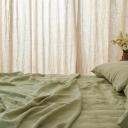 French Flax Linen Flat Sheet in Matcha by I Love Linen - King