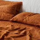 French Flax Linen Flat Sheet in Ochre by I Love Linen - Queen
