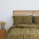 French Flax Linen Quilt Cover in Olive by I Love Linen - Double