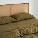 French Flax Linen Quilt Cover in Olive by I Love Linen - Double